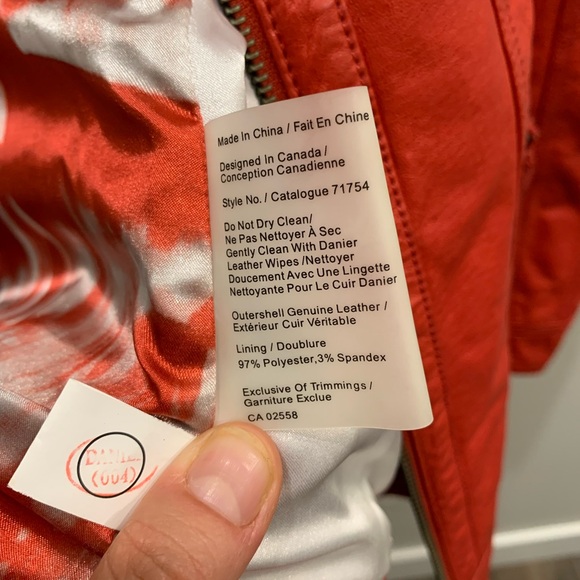 Danier, red genuine leather jacket, size 12 - Picture 3 of 9